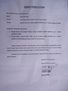 Surat pernyataan Pengunduran diri TTK